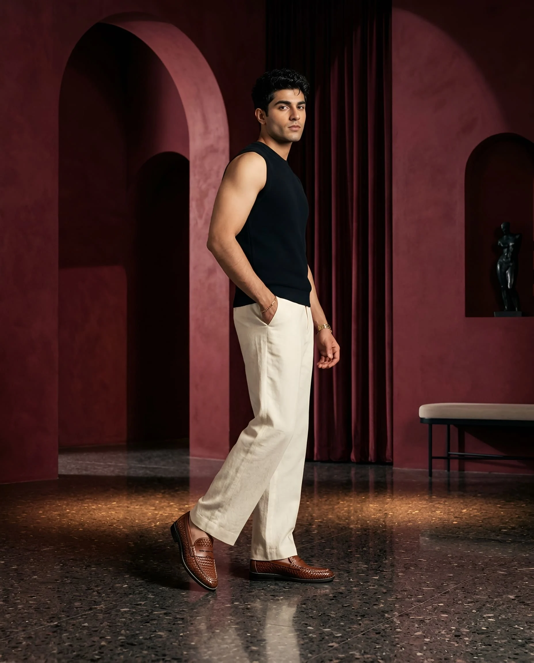 Man wearing Step31 moccasins.